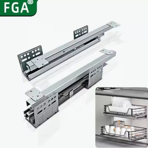 Modern Three-Section Guide Kitchen <b>Drawer</b> <b>Slides</b> Steel Tube Pull Basket Damping Track Blue <b>Slide</b> Rail Thickened Buffer Side - Product Image 1