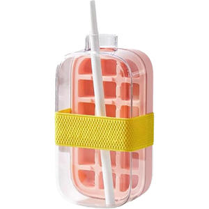 Botella de Agua Portátil de 800ml Rosa, Nueva Tendencia, para el Verano, con Bandeja para Cubos de Hielo 2 en 1, Molde para Cubos de Hielo, Botella para Hacer Bolas de Hielo - Product Image 1