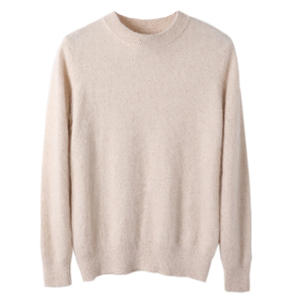 بلوزة جديدة للخريف والشتاء من الكشمير المنك سترة نسائية فضفاضة نصف ياقة مدورة قصيرة من الصوف قاعدة محبوكة - Product Image 5