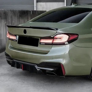 StarNav For 5 Series G30 G31 530i 530d 530e 550i 550d MSport 2018-2023 For M5 Style Rear Bumper Lip <b>Diffuser</b> With <b>LED</b> - Product Image 2