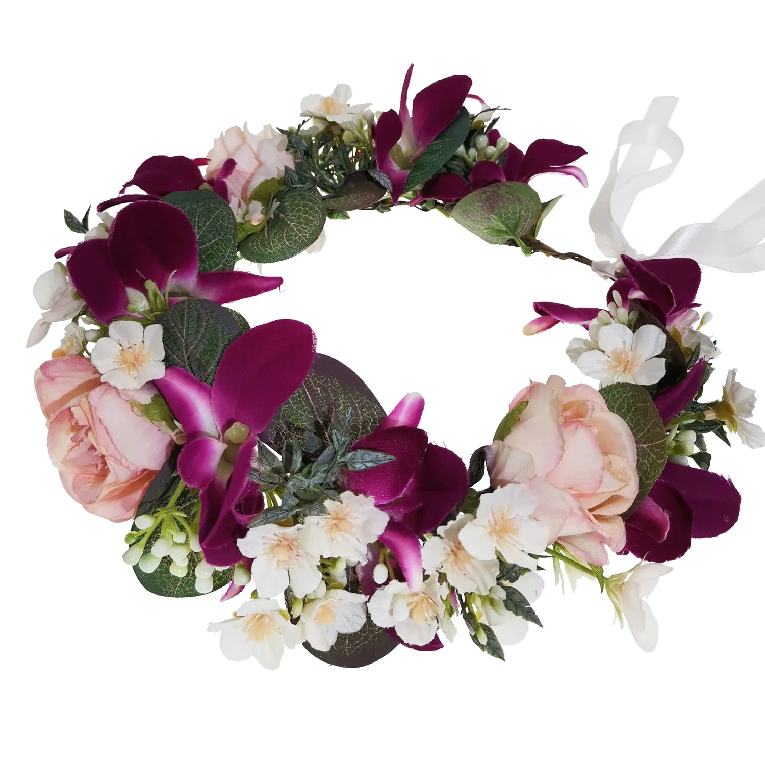 Nupcial Aritificial Floral cabeza corona boda pelo púrpura flor corona diadema corona novia boda fiesta tocados
