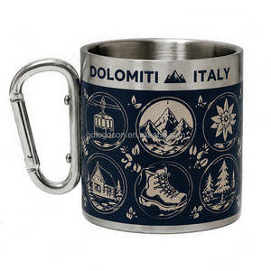 Taza de Viaje de Acero Inoxidable 304 con Asa, Taza de Camping con Mosquetón, Diseño Personalizado, Recuerdo de Dolomitas, Italia, Taza de Café - Product Image 1