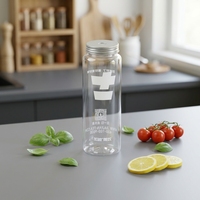 Bouteille de jus personnalisée en PET avec base en acier inoxydable, couleur/logo personnalisés, sans BPA, 410-650 ml, pour l'emballage de thé au lait et de boissons, sérigraphiée