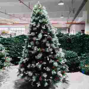 Eco-friendly PVC Pine Cone, Red Berries, Densely Packed Pine Needles, <b>Christmas</b> Decorative <b>Tree</b>, Festive Floor <b>Tree</b> - Product Image 1