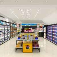 Nouvelle vitrine double face Qidian Display Luxury Cosmetic Store Gondola, structure métallique, étagères en bois, écologique, robuste, éclairée par LED.