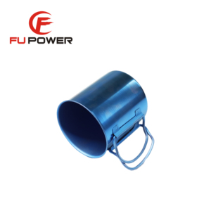 Taza de agua de titanio con tapa y mango plegable, portátil, para acampar, 450ml - Product Image 4