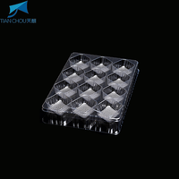 Barquette en plastique PET transparente à 12 cavités, barquette d'emballage alimentaire de qualité alimentaire