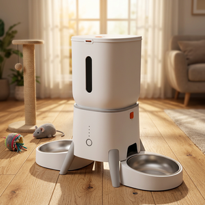 Comedero Automático Inteligente para Mascotas con Control por Aplicación WiFi, Diseño de Doble Tazón para Uso en Interiores, Material de Grado Alimenticio, Ecológico, para 2 Mascotas - Product Image 1