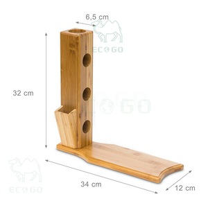 Porte-vin en bois de bambou, capacité de 3 bouteilles, support de présentation en bois massif, design moderne, rangement pour salon - Product Image 3