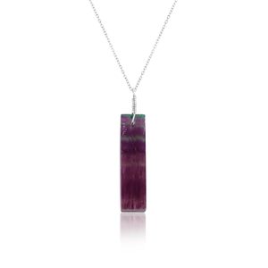 Yashee Natural Fluorite Bar Pendant <b>Necklace</b> 925 Silver Chain Chakra Healing Crystal Unisex Everyday Wear - Product Image 1