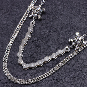 Men's <b>Skull</b> Waist Chain Zinc Alloy Double Layer Hip Hop Punk Rock Jeans Chain Daily Wear - Product Image 3