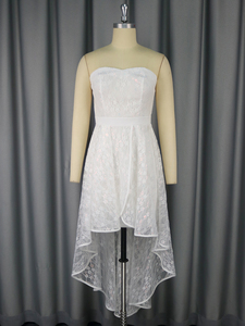AM050321 <span class=keywords><strong>Robe</strong></span> de Mariée en Dentelle Blanche Coupe Trapèze Asymétrique Élégante <span class=keywords><strong>Robe</strong></span> Fourreau pour Femme <span class=keywords><strong>Demoiselle</strong></span> <span class=keywords><strong>d</strong></span>'<span class=keywords><strong>Honneur</strong></span> - Product Image 4