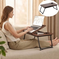 Support d'ordinateur portable réglable et pliable, table polyvalente inclinable pour ordinateur portable avec porte-gobelet pour la maison, le lit et le canapé