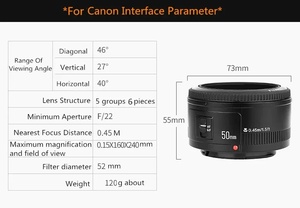 عدسة YN50mm F1.8 الأكثر مبيعًا لكاميرات كانون ونيكون EOS DSLR، عدسة YONGNUO YN EF 50mm F/1.8 AF ذات فتحة واسعة - Product Image 6