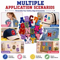 En gros, Patchs brodés thermocollants et à coudre en chenille, lettres de l'alphabet A à Z, monogrammes universitaires