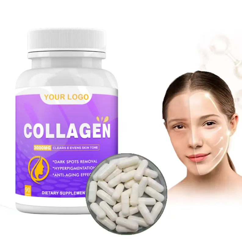 Kapsul suplemen peptida kolagen pemutih kulit, untuk kapsul kolagen Vitamin C wajah