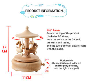 Kotak Musik Kayu Berputar dengan Kuda Karusel untuk Dekorasi - Product Image 3
