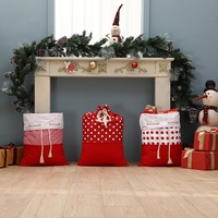 Sac de Noël aseptique en toile grande taille avec cordon de serrage, thème Père Noël, portable, pour les fêtes et les vacances, idéal pour le rangement de cadeaux transfrontalier