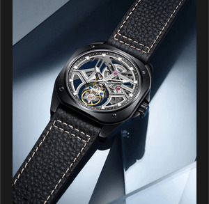 Montre squelette tourbillon de luxe pour homme, verre saphir, acier 316L, aiguilles lumineuses, étanche, mécanique - Product Image 3
