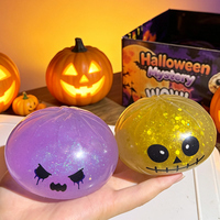 Jouet anti-stress transparent en TPR en forme de citrouille à paillettes pour Halloween, jouet sensoriel à presser en maltose