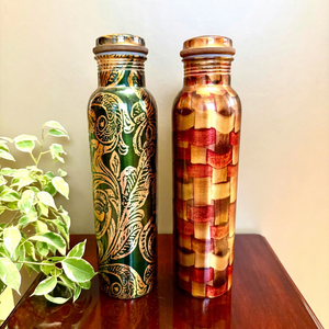 Curio Craft CC CWB 26 Copper <b>Water</b> <b>Bottle</b> Classic Design Portable Travel Drinkware Reusable Eco-Friendly Lids Included - Product Image 1