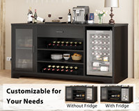 Mueble Bar de Madera Personalizado para Vino con Refrigerador, Aparador, Mesa con Estante de Almacenamiento para Cocina, Comedor y Sala de Estar