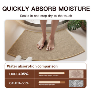 Alfombra de Baño Redonda de Fibra de Poliéster Absorbente Antideslizante con Diseño Minimalista para Baño - Product Image 5