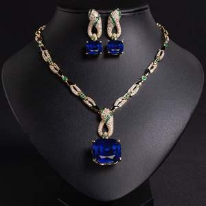 SENYU süper lüks kristal <span class=keywords><strong>CZ</strong></span> taş 2 adet kadınlar takı setleri güzel kübik zirkonya gelin düğün parlak kolye küpe setleri - Product Image 2