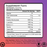 Gomitas de Monohidrato de Creatina Sin Azúcar para Hombres y Mujeres, Suplemento Pre-Entrenamiento para Aumentar la Fuerza Muscular y la Energía, No Vegano