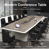 Table de conférence avec rainure de gestion des câbles centralisée, bureau de réunion grande capacité pour bureau d'entreprise, salle de réunion multi-personnes