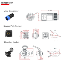 Jnicon M23 Connecteurs automobiles Étanche IP67 Câble 6 8 15 Broches Connecteur de signal d'alimentation 50A Courant pour Ebike E-moto
