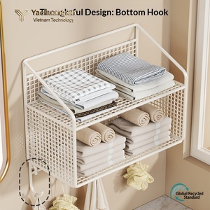 Minimalist Metal Wall Mounted Storage <b>Rack</b> With Hooks For Behind Door Or Wall Organization Rust Resistant Single Tier Design - Product Image 6