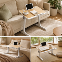 Tablette de lit inclinable ergonomique, table d'appoint réglable pour ordinateur portable avec fente pour tablette et verrou rotatif pour la maison, le bureau, le lit et le canapé