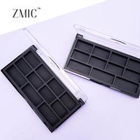 Palette de fards à paupières 11 couleurs, palette vide noire mate pour crème blush, emballage de palette de maquillage en plastique pour illuminateur avec couvercle transparent