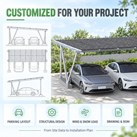 Système de montage de carport solaire en aluminium sur mesure, certifié CE, structure de stationnement double, surface anodisée, résistant aux vents