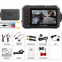 Caméra de tableau de bord pour moto avec double objectif HD étanche de 3,0 pouces, WIFI, contrôle par câble, GPS, enregistreur vidéo avant et arrière 1080P
