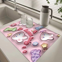 Tapis d'entrée antidérapant en mousse à mémoire de forme, absorbant l'eau, imprimé 3D motif floral, séchage rapide, lavable, avec base en caoutchouc anti-boue
