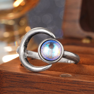 Anello coreano con pietra lunare, elegante e semplice, gioiello da donna - Product Image 5