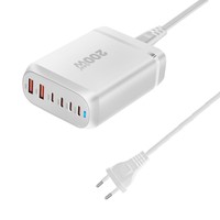 Bloc chargeur rapide USB-C 6 ports 200W GaN III PD avec support pour ordinateur portable et plusieurs appareils, matériau ignifuge
