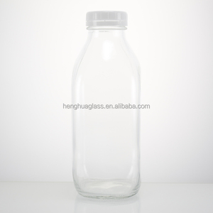 Nhà Máy Giá 500Ml 1000Ml 1L Vuông Sữa Chai Thủy Tinh 16Oz 32Oz Nước Trái Cây Nước Giải Khát Chai Thủy Tinh Với Bằng Chứng Giả mạo Nắp Nhựa - Product Image 3