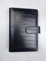 Carnet/Agenda Organiseur Rigide en Cuir PU Effet Crocodile avec Reliure Spirale, Couverture à Lignes/Grille, 80 Feuilles, Écriture Facile, Format Personnel 6