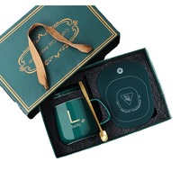Ensemble de tasse à température constante en céramique électrique portable de 350 ml avec sous-verre chauffant, cadeau pour le bureau, la maison, les essentiels quotidiens pour les boissons