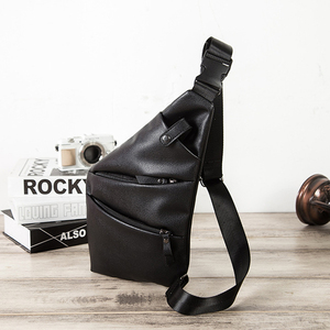 Sac à bandoulière en cuir noir vierge pour hommes, pas cher, LOGO personnalisé, cadeau promotion, sac de poitrine vierge, sacoche pour hommes - Product Image 6