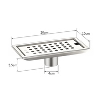 Couvercle de vidange en acier inoxydable moderne Durable 10*20-10*120cm Carré pour hôtels Anti Odeur Plancher 10*20-10*120cm