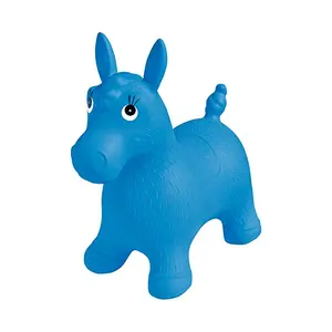 नीले Inflatable कूद गेंद घोड़े की सवारी पर पीवीसी उछल पशु खिलौने बच्चों के लिए