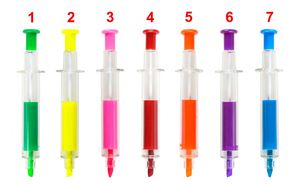 Promotional Novelty 2-1 Syringe Highlighter Ballpoint <b>Pen</b> with Multi-color Plastic Customized Personal Logo Print for Kids Gifts - Product Image 6