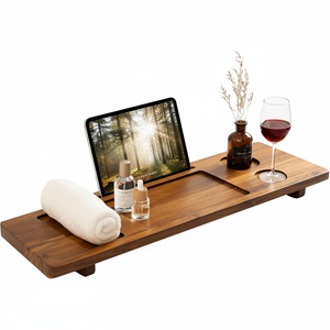 Wholesale Luxury Teak Wood Water-proof Eco-Friendly Modern Bathtub Tray <strong>Bath</strong> Caddy <strong>Table</strong> for Bathroom Home Spa Relaxation - Product Image 2