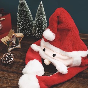 Beau chapeau de père noël rouge/blanc chapeaux de noël avec barbe mobile hiver chaud casquette nouvel an cadeau pour adultes enfants chapeaux - Product Image 2