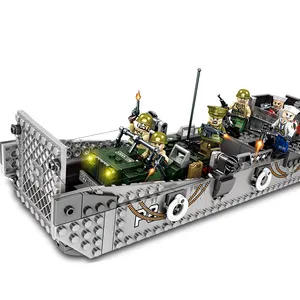塑料军用积木美国陆军LCM3登陆艇儿童玩具