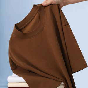 T-shirt d'été pour homme 280G 70,1% coton 29,9% polyester, coupe ample, couleur unie, tissu épais, t-shirt basique, t-shirt oversize pour homme - Product Image 3